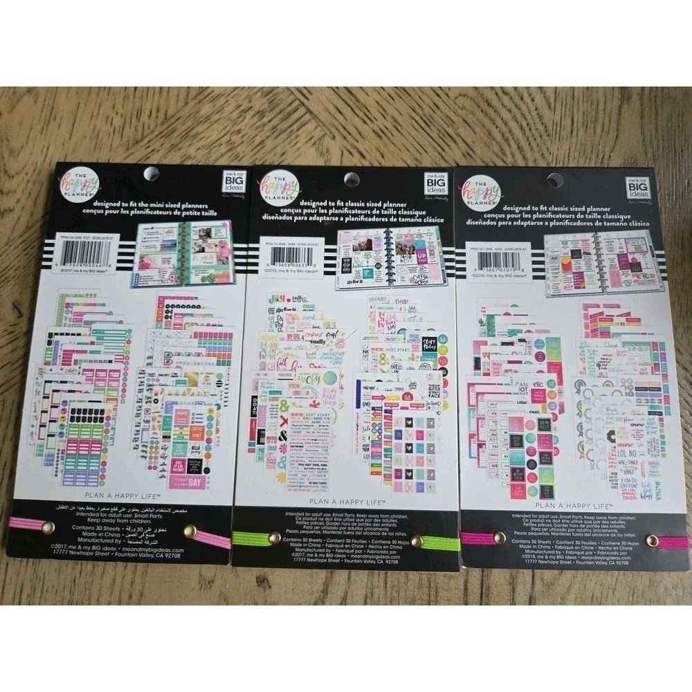 The Happy Planner Sticker Books LOT OF 3 New NWT Planner Stickers Happy Planner